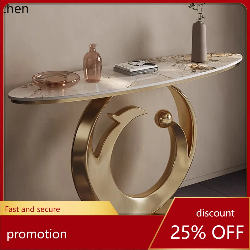 

CZ Rock Slab Entryway Table Creative Wall-Mounted Entryway Stainless Steel Entryway Table