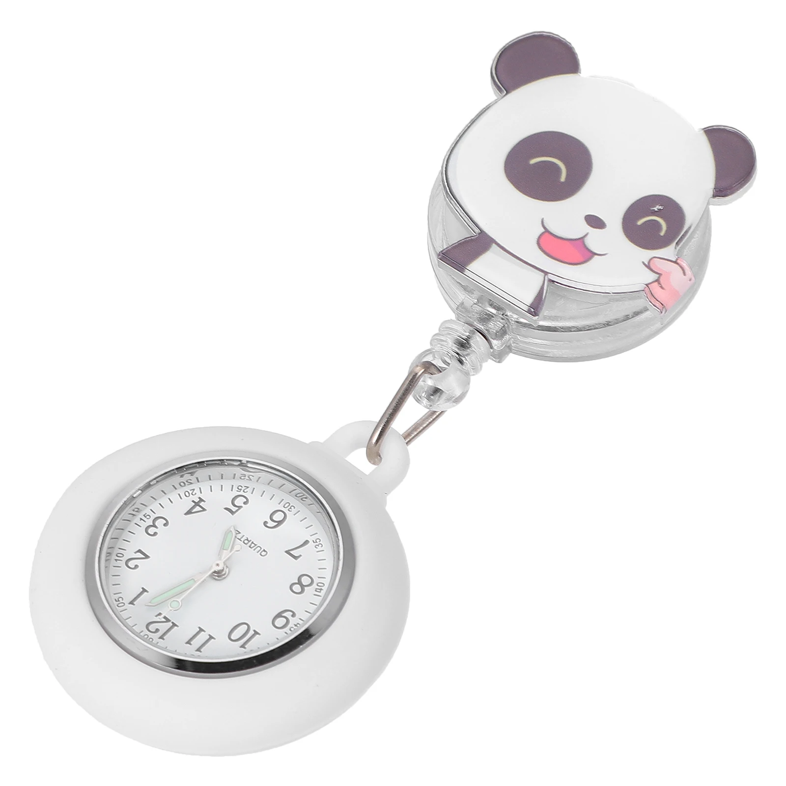 1pc enfermeira bolso retrátil clip-on dos desenhos animados panda design durável clip-on enfermeira relógio pessoal médico presente para mulher