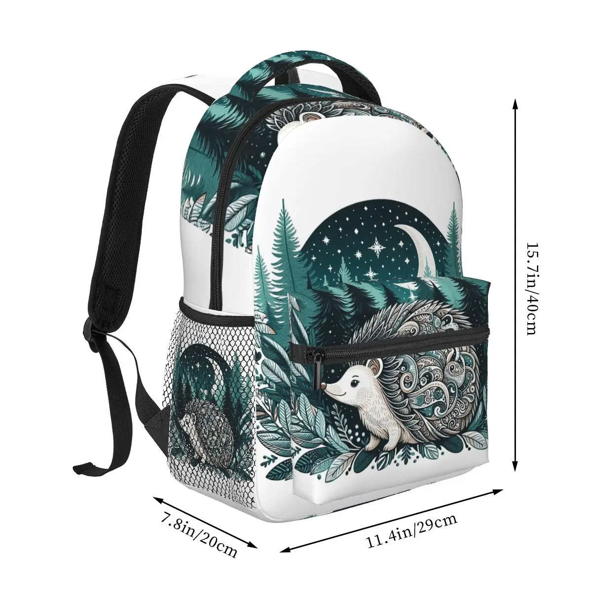 Mystical Hedgehog In The Enchanted Forest Backpacks Boys Girls Bookbag Students Bags Laptop Rucksack Shoulder Bag Large Capacity