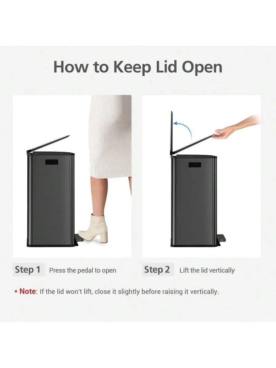 

16 Gallon Dual Compartment Step Trash Can Stainless Steel Kitchen Recycling Bin Soft Close Lid Removable Buckets