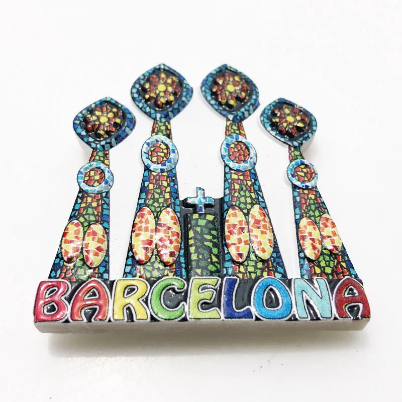 Barcelona Cathedral Fridge Magnet Cultural Landscape Message Stickers Tourist Souvenir Resin Craft Decorations