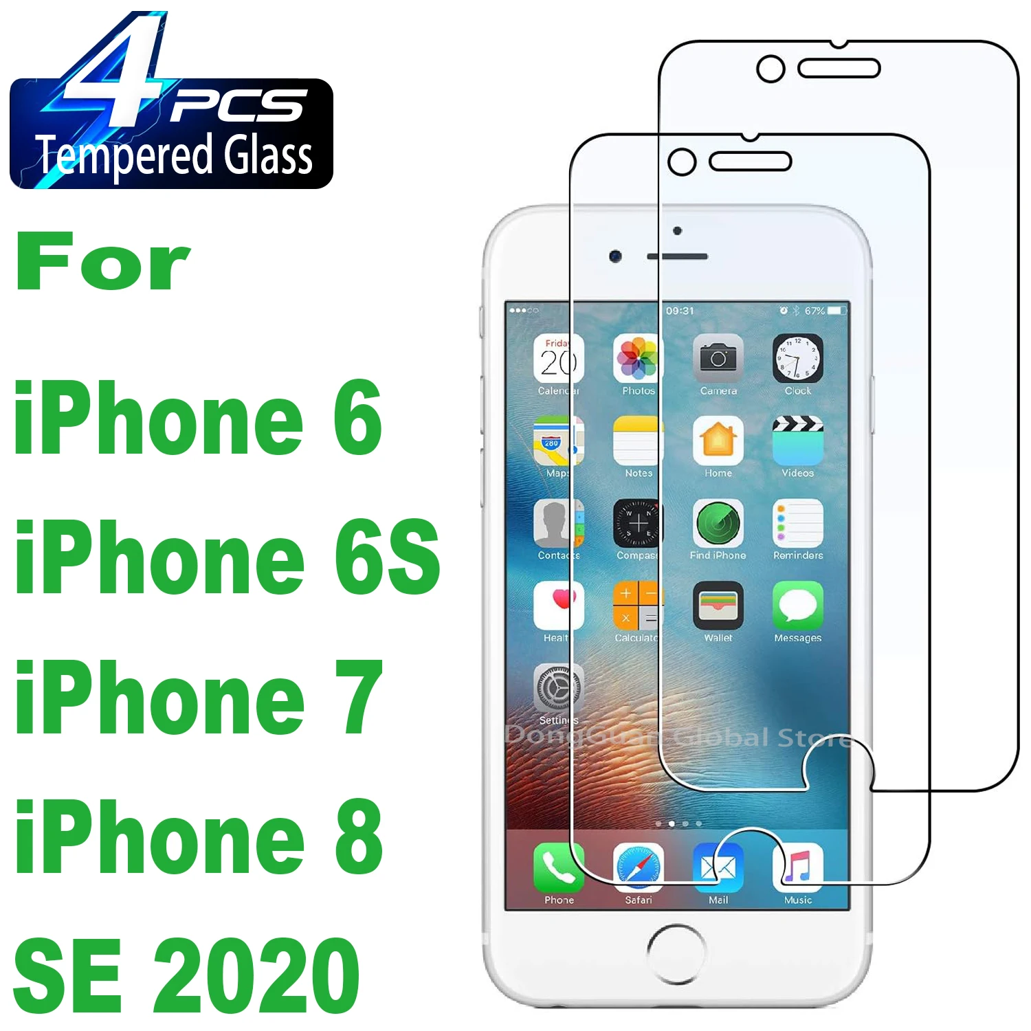 

For iPhone 6 7 8 SE 2020 2022 6S Tempered Glass Not Full Cover Screen Protector Glass