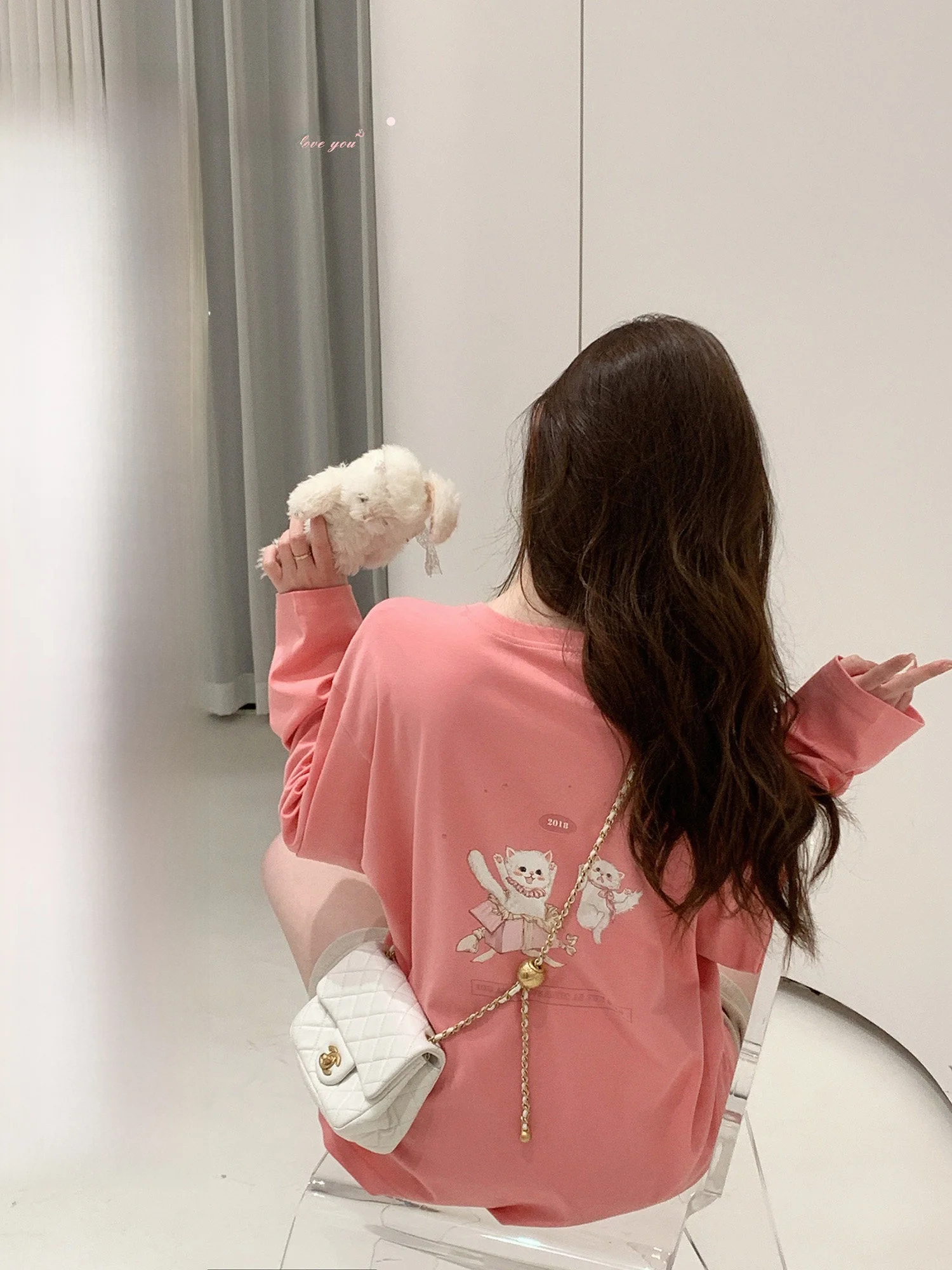 

CSK Cupid Long Sve Cotton T-irt Women's Loose Fit Original Thin Top Spring 2023 New Arrival Comfortable Breathable