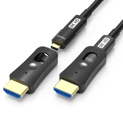 Fiber Optic Cable with Removable Head, 8K,60Hz, 4K,120Hz, Industrial Grade Optical Fiber Cable,Micro HDMI to HDMI Compatible,2.1