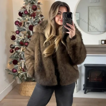 Womens Faux Fur Coat Cropped Soft Plush Artificial Short Fur Coat Holiday Party Elegant Winter Fashion Outerwear Coats for Women 2 Womens Faux Fur Coat Cropped Soft Plush Artificial Short Fur Coat Holiday Party Elegant Winter Fashion Outerwear Coats for Women 2