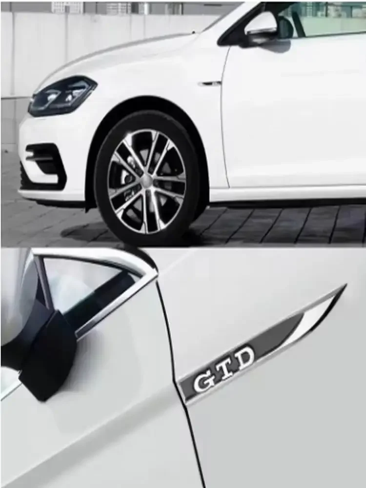 2pcs Metal GTD Letters Logo Badge Car Stickers Car Wing Fender Side Blade Sports Emblem Accessories for Golf MK5 MK7 5 6 7 Polo