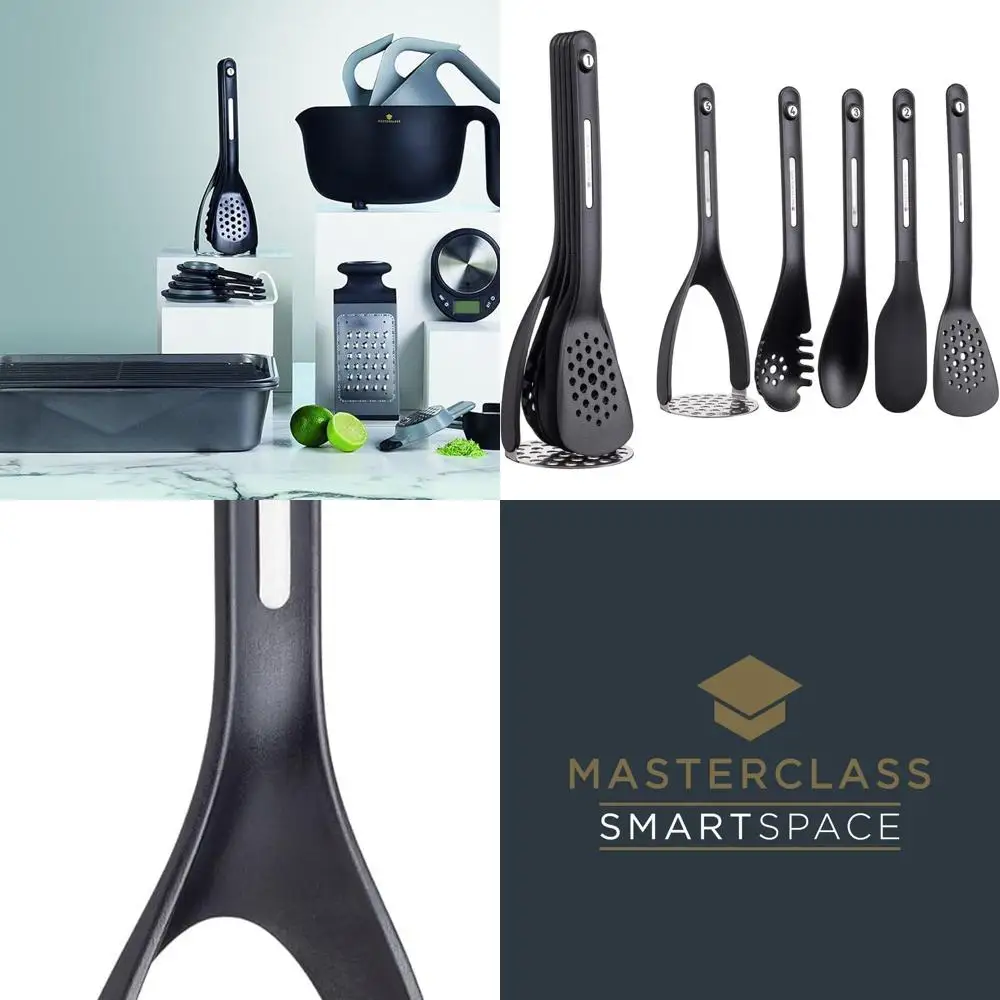 

Smart Space Nesting Magnetic Silicone Kitchen Utensil Set, Black, 9x9x30 cm, Pack of 5