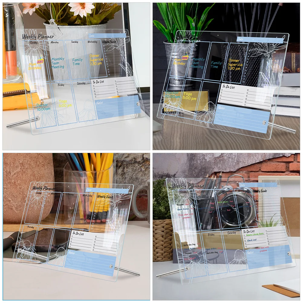 

1Set Desktop Acrylic Memo Board Dry Erase Board Erasable Whiteboard for Office Home School to Do Notes Organizer