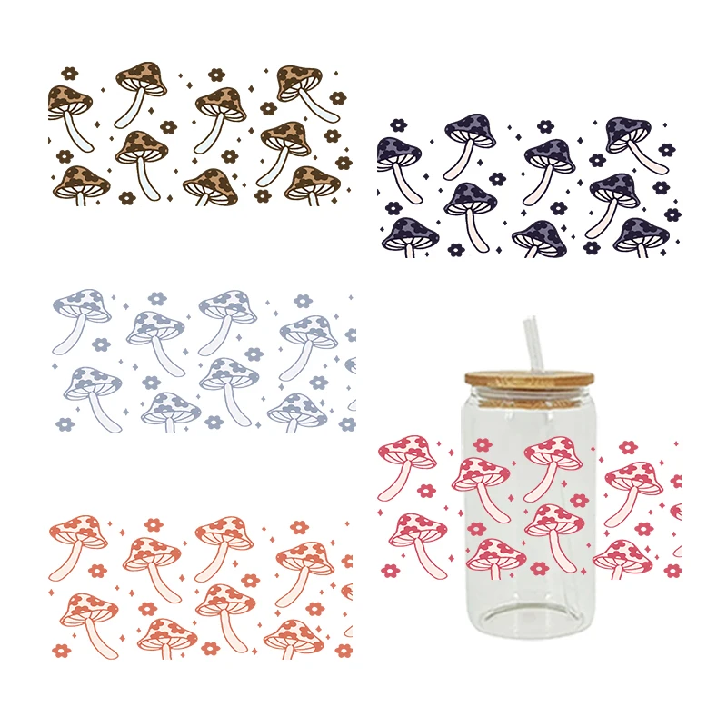 3D UV DTF Transfers Stickers 16oz Cup Wraps Plant Mushrooms Printed For DIY Glass Ceramic Metal Leather Etc. D13244