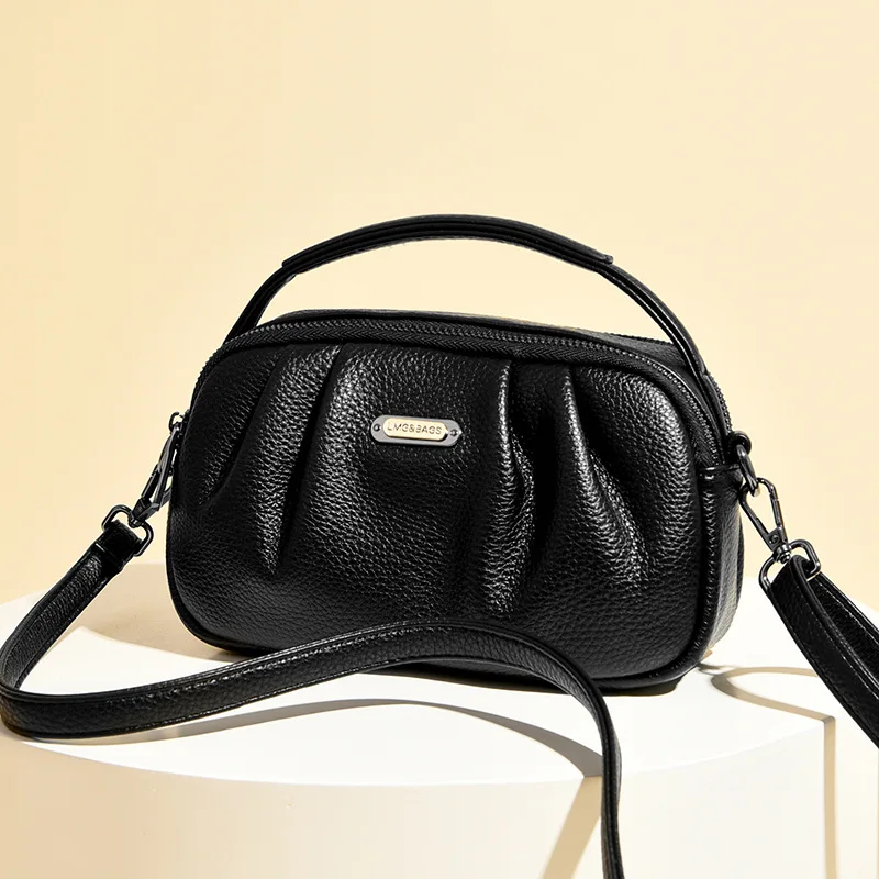 New Fashionable Large Capacity Women's Crossbody Bag Multi-Layer Pleated Bag Versatile Single Shoulder Bag Dragon  Valley