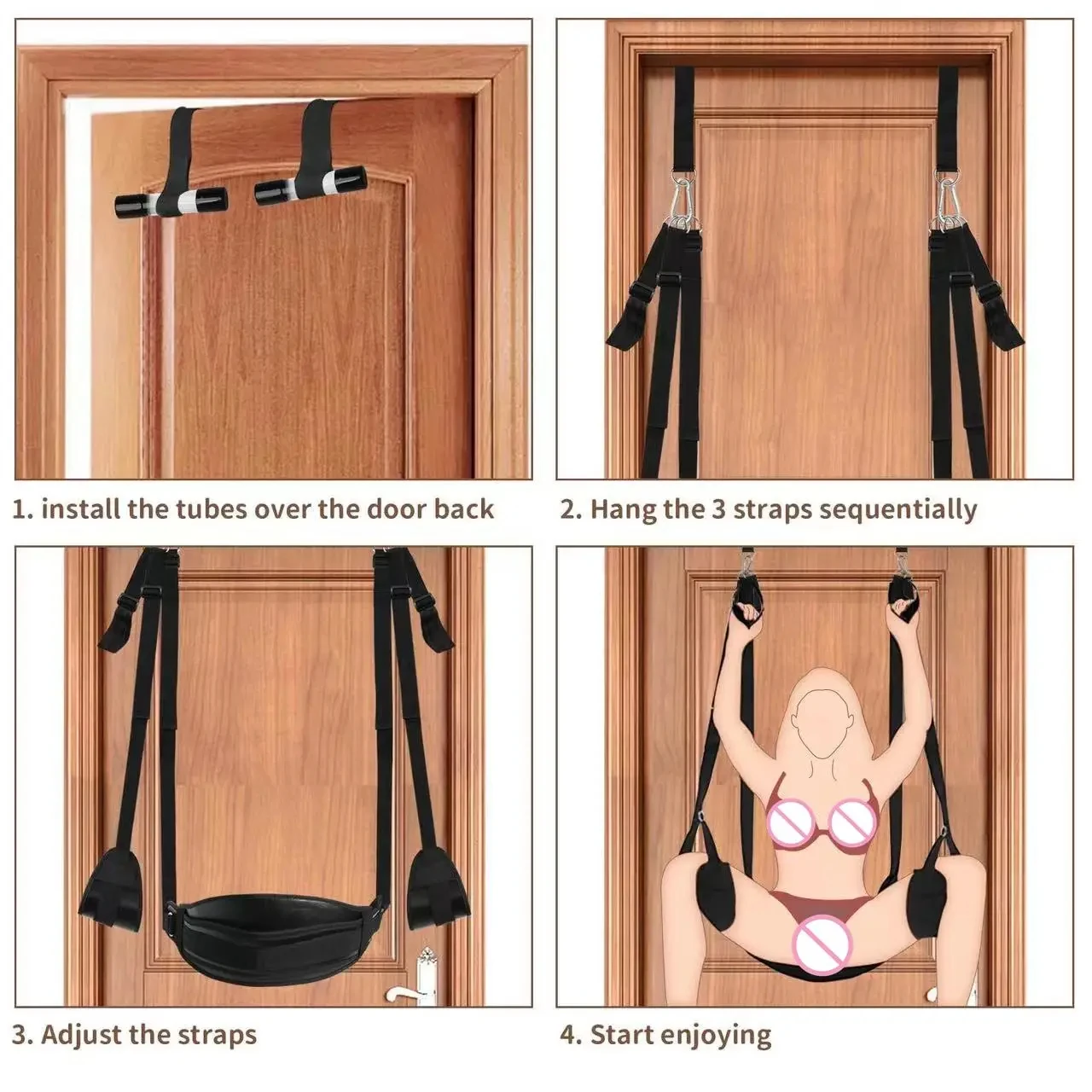 SEXY SLAVE Door Sex Swing with Seat BDSM Adult Sex Toys Bondage Love Slings for Adult Couples with Adjustable Straps