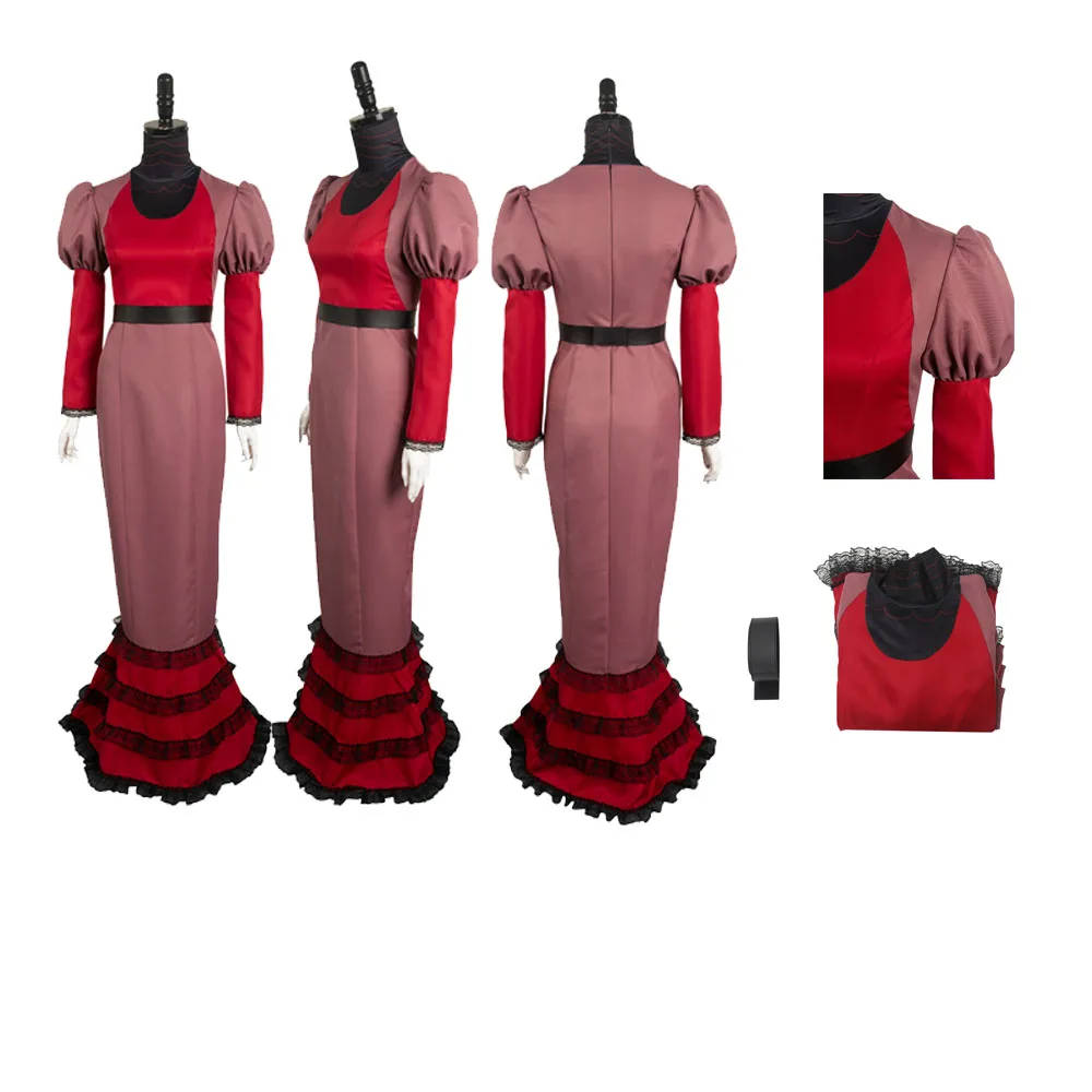 

Fantasy Women Female Girls Rosie Habzin Cosplay Red Dress Roleplaying Costume Outfits Halloween Carnival Disguise Suit