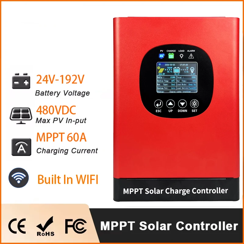 480VDC 24-192V MPPT 60A 100A 120A Solarladeregler mit integrierter WIFI-Überwachungsfunktion Solarbatterieregler für Lifepo4 GEL