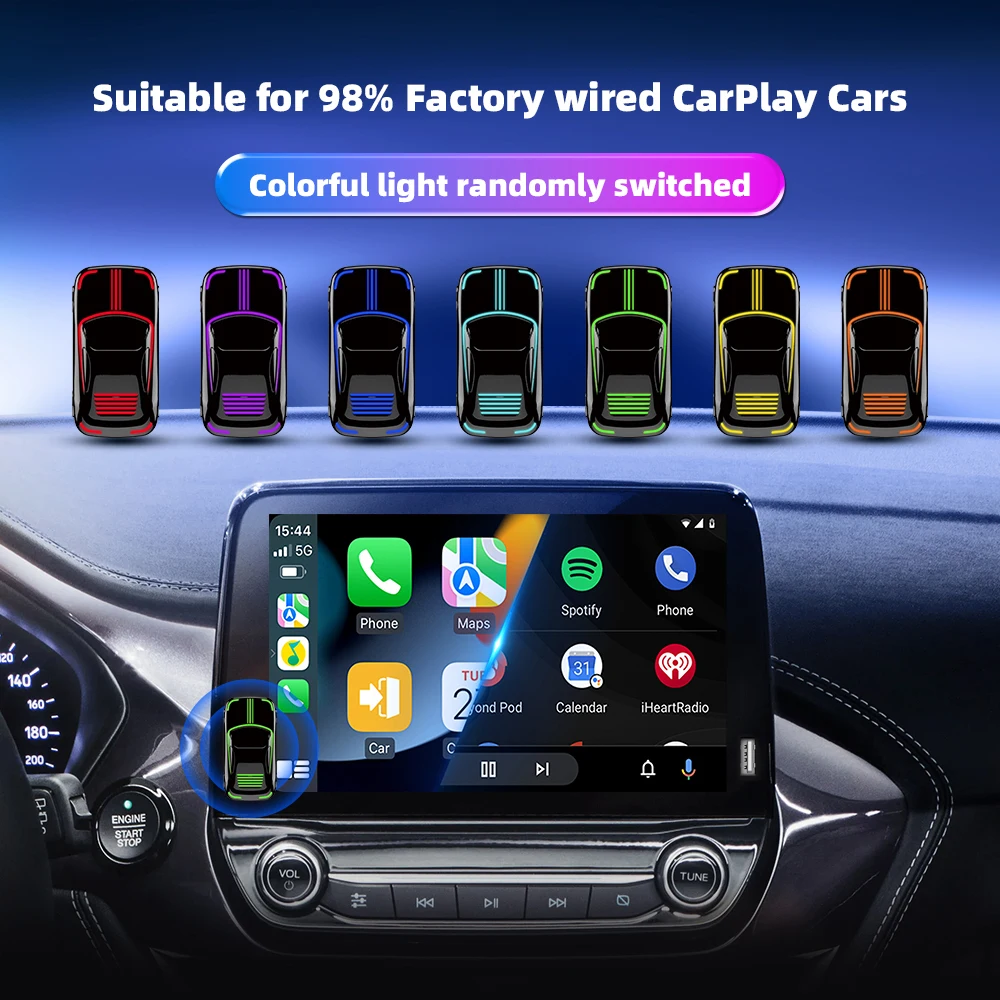 EKIY 2w1 Bezprzewodowy klucz CarPlay Bezprzewodowy adapter Android Auto AI Smart Box Samochodowe inteligentne systemy do samochodu z przewodowym CarPlay — zdjęcie 4