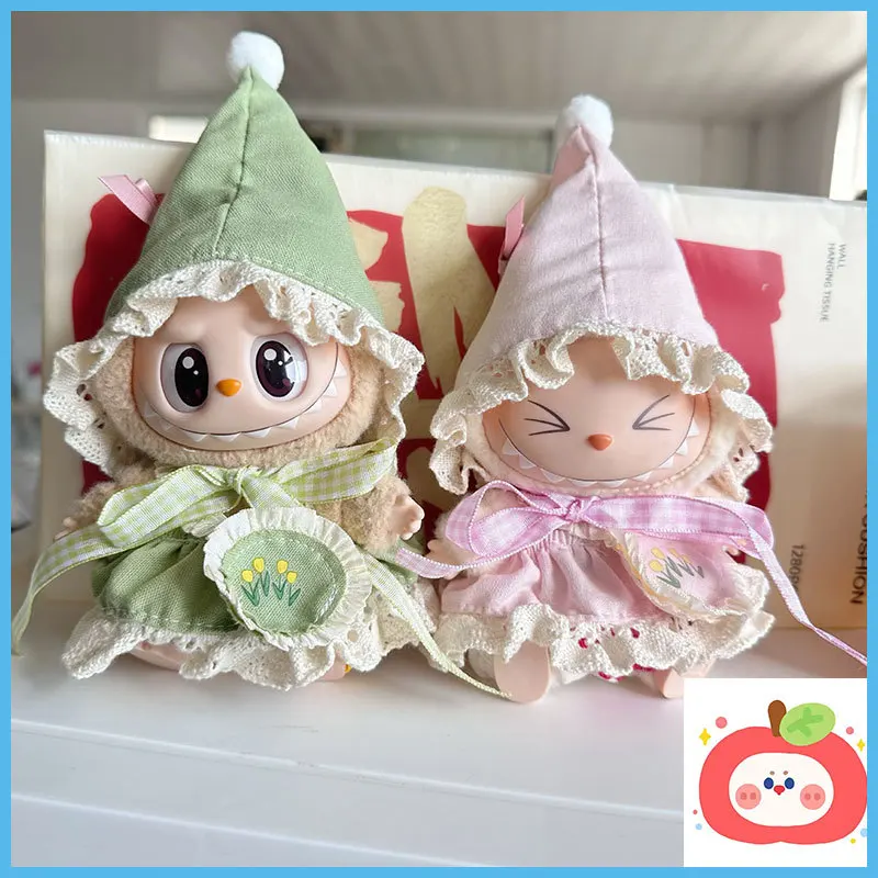 

For Labubu 17cm Fashion Beautiful Skirt Dolls And Accessories Hats Dolls Clothes Four-Piece Creative Surprise Holiday Gifts