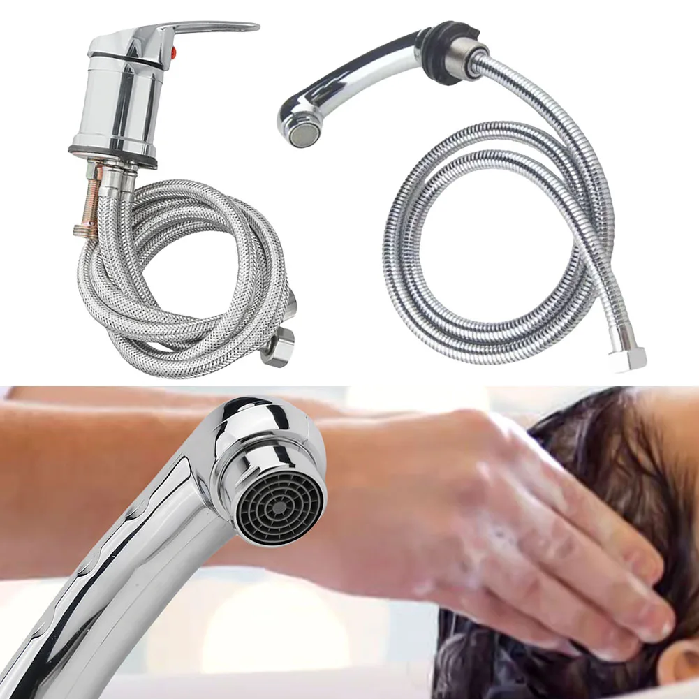 Salon Mixer Tap System with Three-Way Connection for Hot for Cold Water and Hand Shower for Shampoo Chairs and Barber Vanities