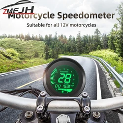 Digital Motorcycle Speedometer Odometer Tachometer KMH MPH Fuel Level Gauge 7 Color Backlight LCD Indicator For 12V Motorcycles