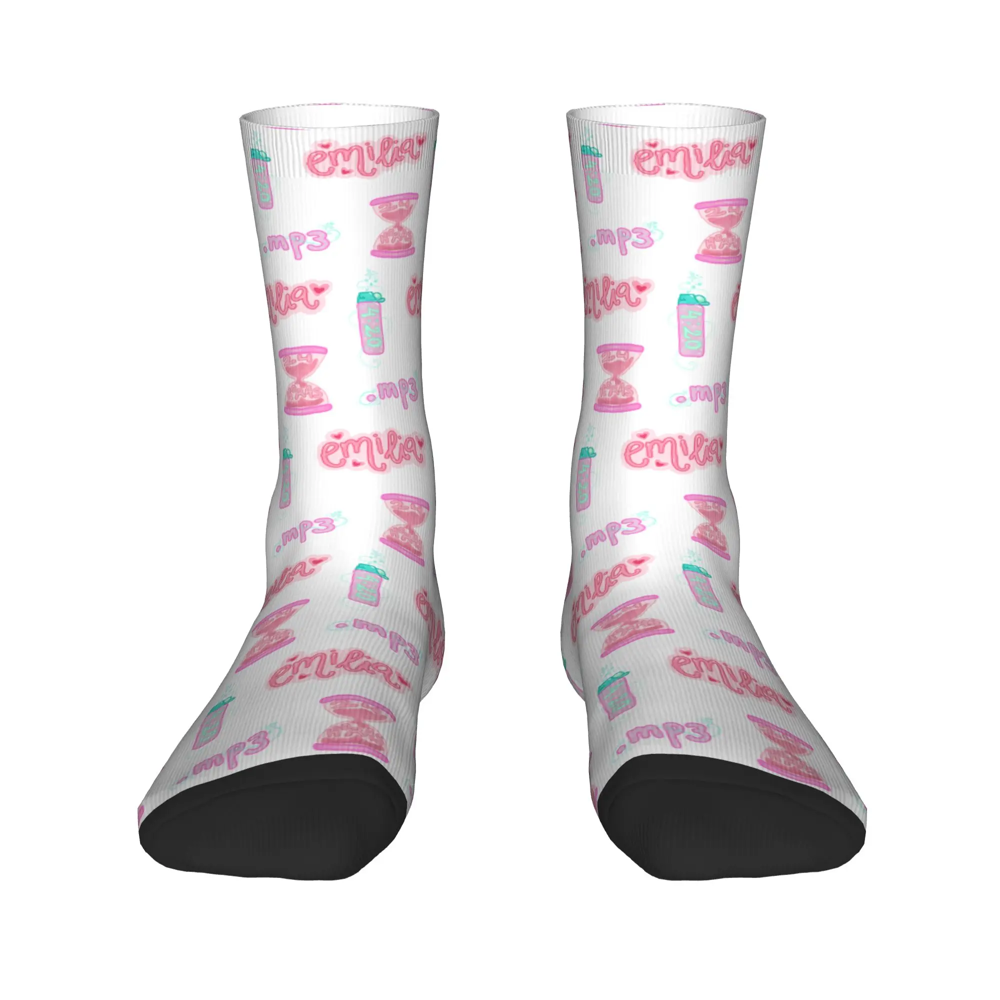 

Носки Kawaii, милые носки Emilia Mernes MP3 Music Crew для мужчин, женские чулки с 3D принтом