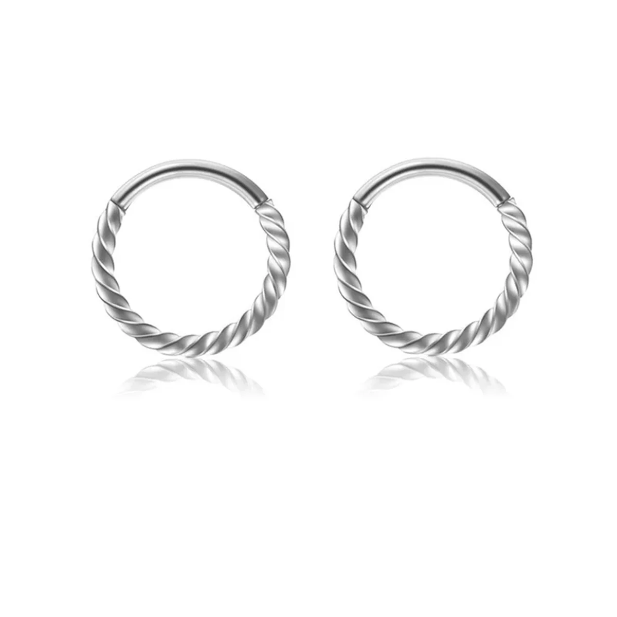 2pcs 316L Stainless Steel Twist Hinged Septum Nose Rings Hoops,Septum Clicker Cartilage Tragus Helix Ear Piercing jewelry