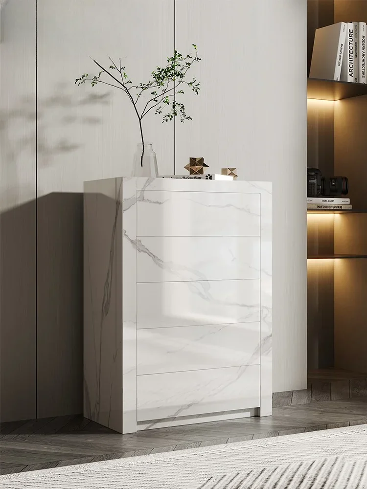 Rock board side cabinet storage with drawstring living room flower rack decoration, multi-layer storage rack cabinet