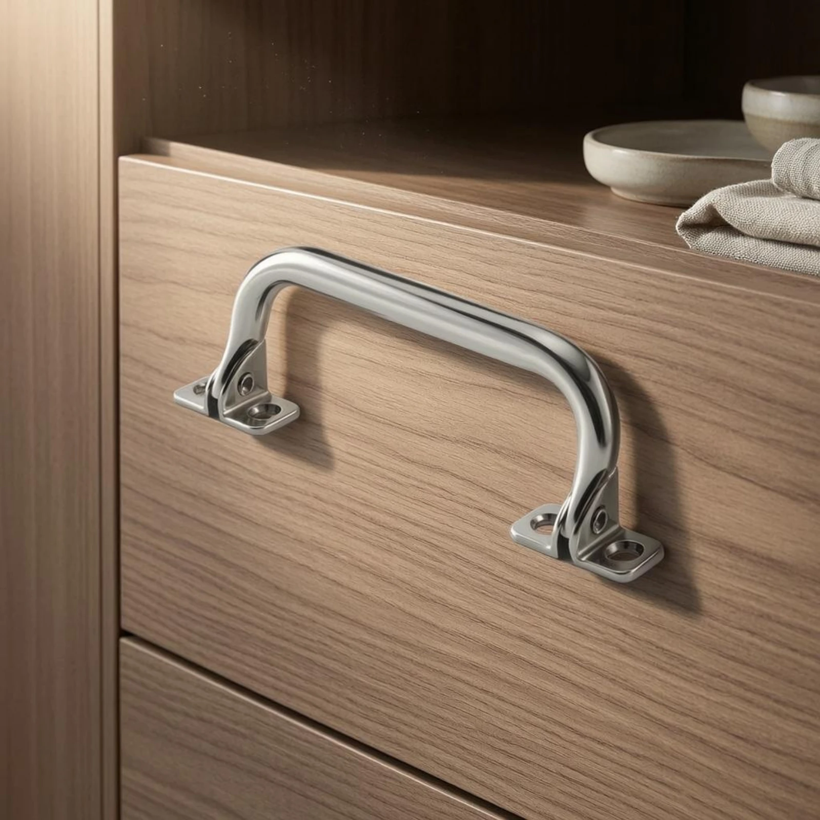 Folding Round Handle Fold-down Stainless Steel Pull Handle Home Hardware Foldable Design Surface Mount