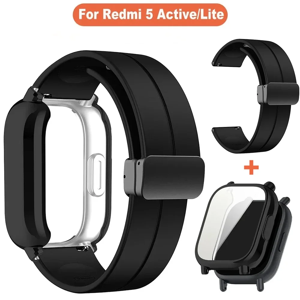 

Силиконовый ремешок + чехол для Xiaomi Redmi Watch 5 Lite, магнитные умные часы, мужской ремешок и чехол для Redmi Watch 5, активные принадлежности