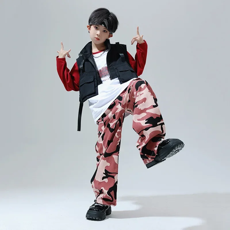 Camouflage Pants Shirt Kids Hip Hop Dancing Clothes Jazz Ballroom Costumes for Girls Boys Dancewear Street Dance Wear Outfit