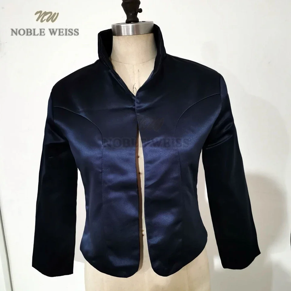 Long Sleeve wedding jacket satin bolero jackets for Bridal Party Coat High Neck Bridal Jacket Customized