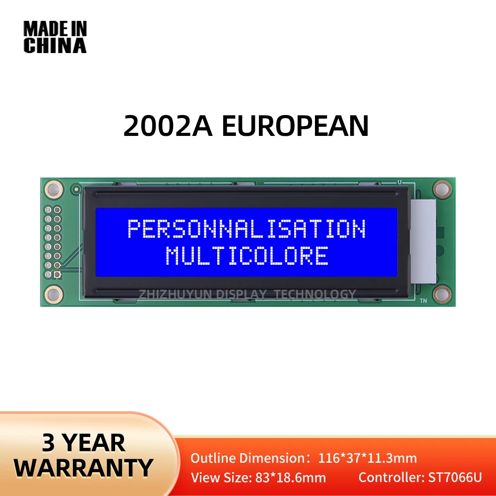 

Quality Assurance LCD2002A European LCD Monitor Monochrome Blue Film ST7066U Controller 2.6 Inch LCD Screen