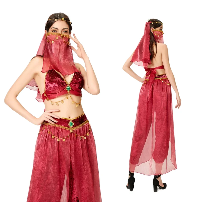 

Adult Women's Halloween Pure Belly Dance Latin Dance Exotic Catwoman Jasmine Princess Skirt Cosplay Stage Performance