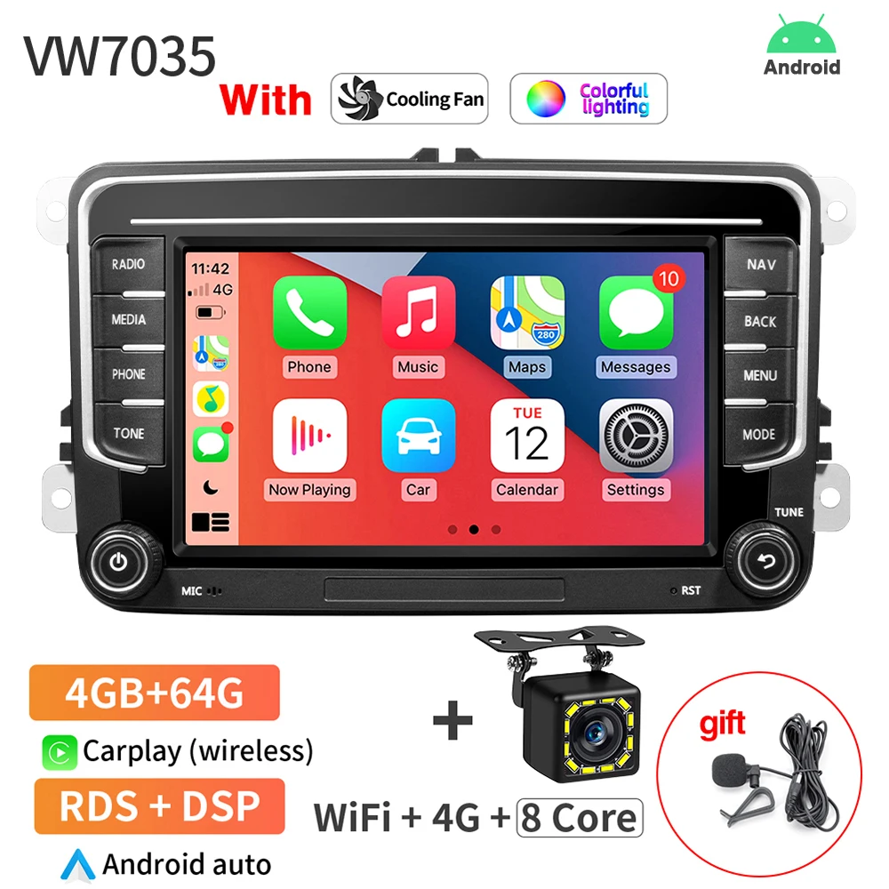 Grandnavi Android 13 Autoradio GPS Voor VW Volkswagen Skoda Octavia Golf 5 6 Touran Passat B6 Polo Jetta 2Din multimedia Speler