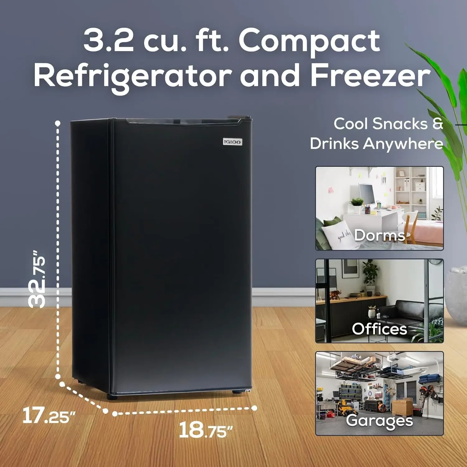 Door Compact Refrigerator with Freezer - Slide Out Glass Shelf, Perfect for Homes, Offices, Dorms - Black