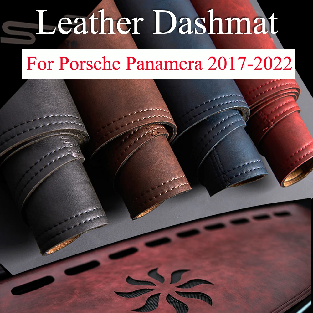 For Porsche Panamera 971 Turbo 4S 2017-2022 Dashboard Cover Board Mat Carpet Pad Sun Shade Retro Leather Cushion Car Accessory