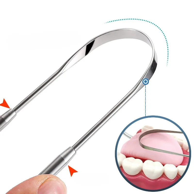 3 قطعة الفولاذ المقاوم للصدأ اللسان مكشطة مجموعة نظيفة الفم اللسان طلاء مزدوج الوجهين المتاحة أدوات تنظيف الفم عدة التنفس الطازج