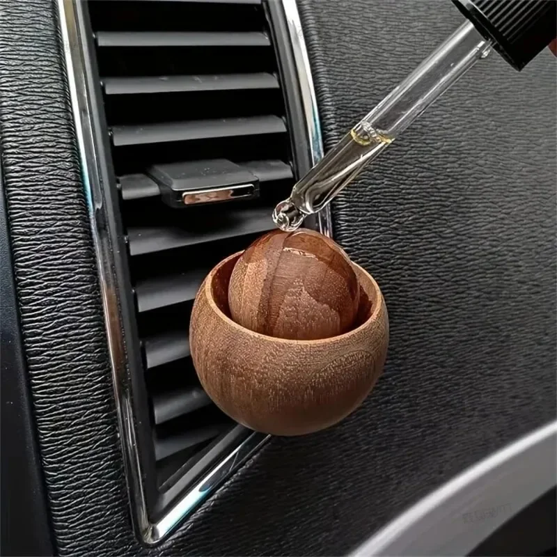 Natürlicher Duftspender Auto-Lufterfrischer Holz-Diffusoren für Ätherische Öle - Kugelförmiges Design Deko-Diffusor Auto-Duft – Detail 3