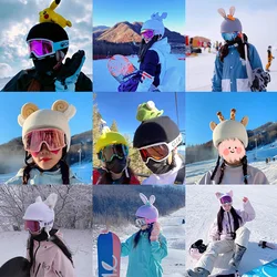 Kadın erkek kayak kask kapakları için kayak kaskı kapak dekor Snowboard yıkanabilir açık spor sevimli örme kask aksesuarları