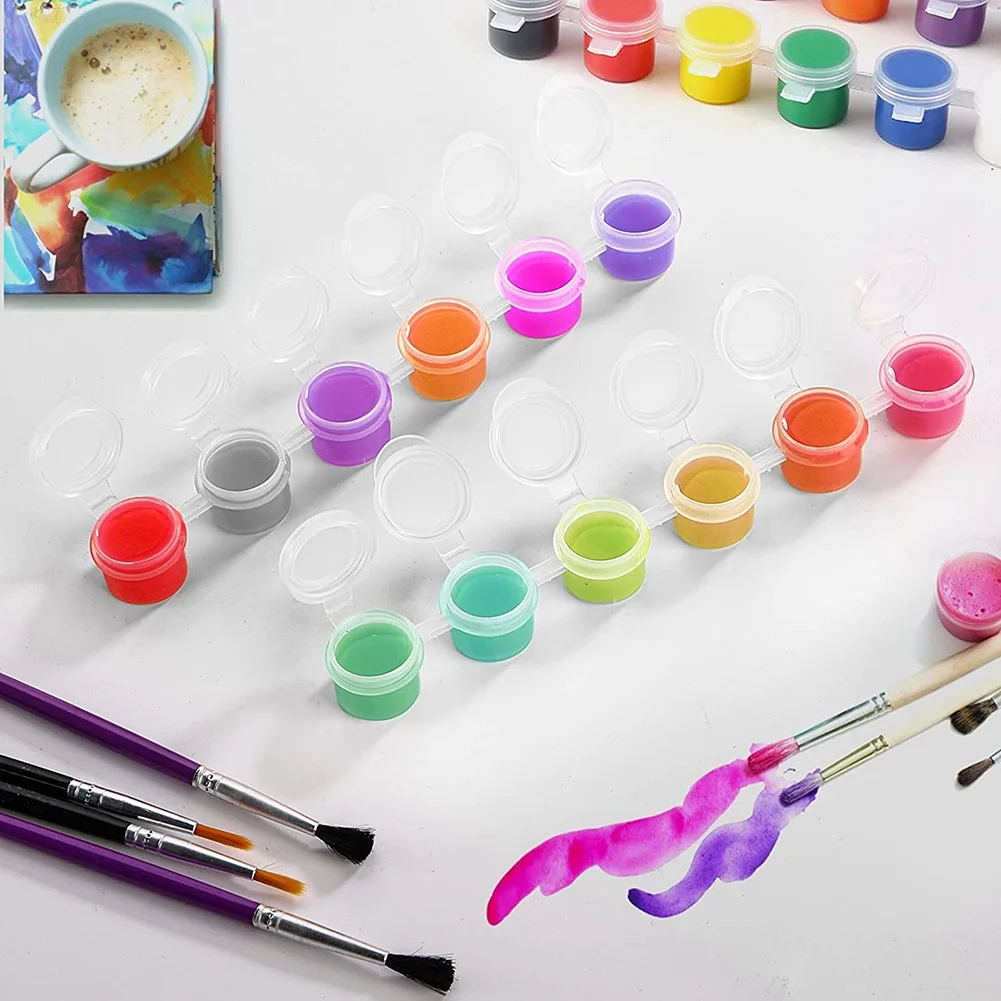 ABNP 50 Strips Paint Pots Strips,300 Pots 2Ml/0.07 Oz Empty Paint Cup Pots with Lids, for Classrooms Paintings Art Festivals