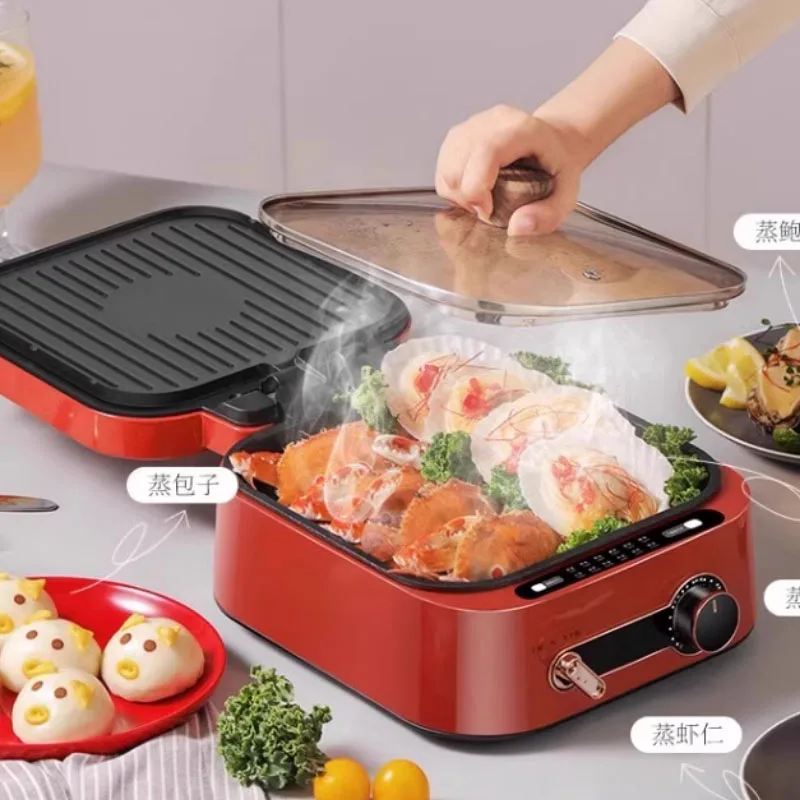 Monda متعددة الوظائف مقلاة خبز كهربائية التدفئة الكهربائية هوتبوت الشواء مقلاة المنزلية مزدوجة الوجهين التدفئة الطبخ Po