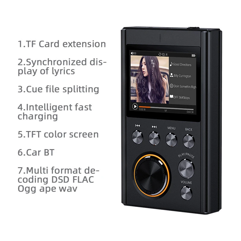 المهنية عالية الجودة وكمان الأصلي التجريبي HIFI DSD256 ضياع DSD WM8965 فك جديلة الموسيقى البسيطة الرياضة DAC مشغل MP3