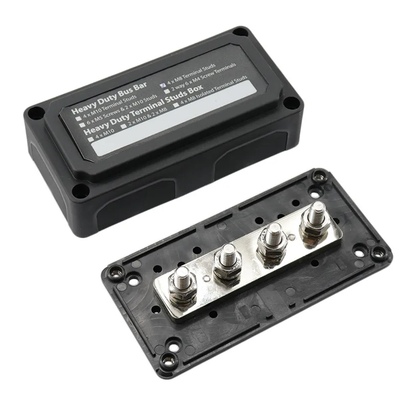 300A 48V DC Marine Insulated Junction Post 4*  M8 Power Distribution Bus Bar Box Terminal Block For Automotive
