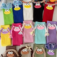 2024 New Christmas Girl'S Mid Length Socks With Colorful Big Mouth Braids Funny Long Socks Cute Mid Length Socks