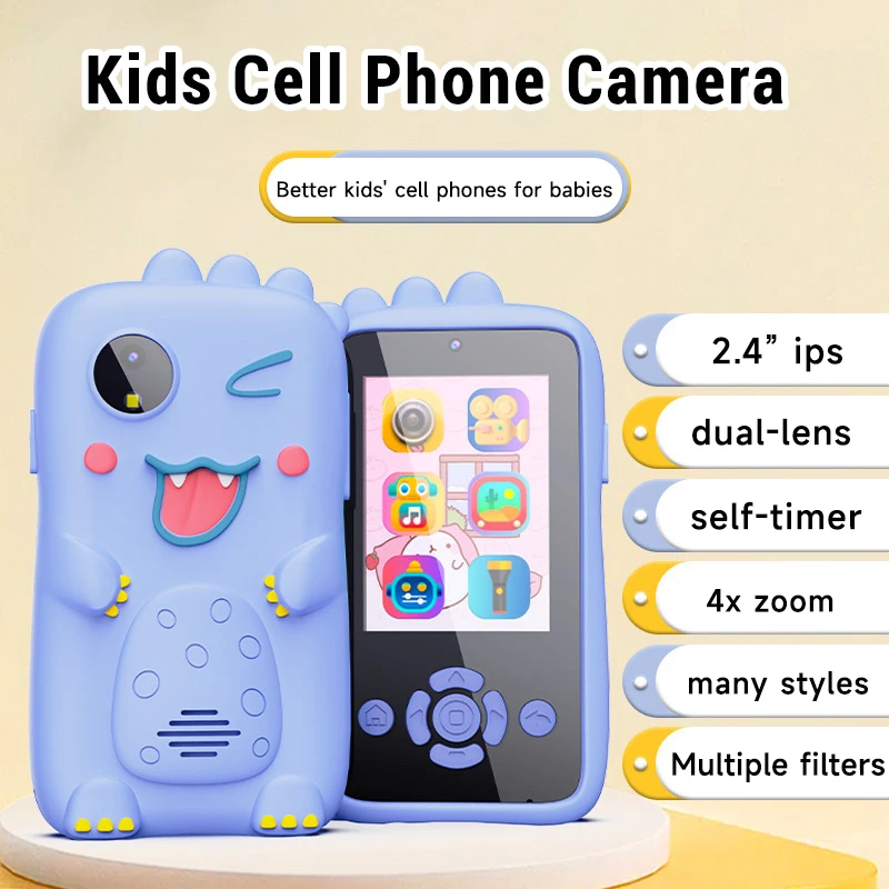 Kids Smart Mobile Camera Toy Built-in Music Player And Game Camera Toy 3-12 Year Old Boys Girl Festivals Cartoon Camera Toy Gift