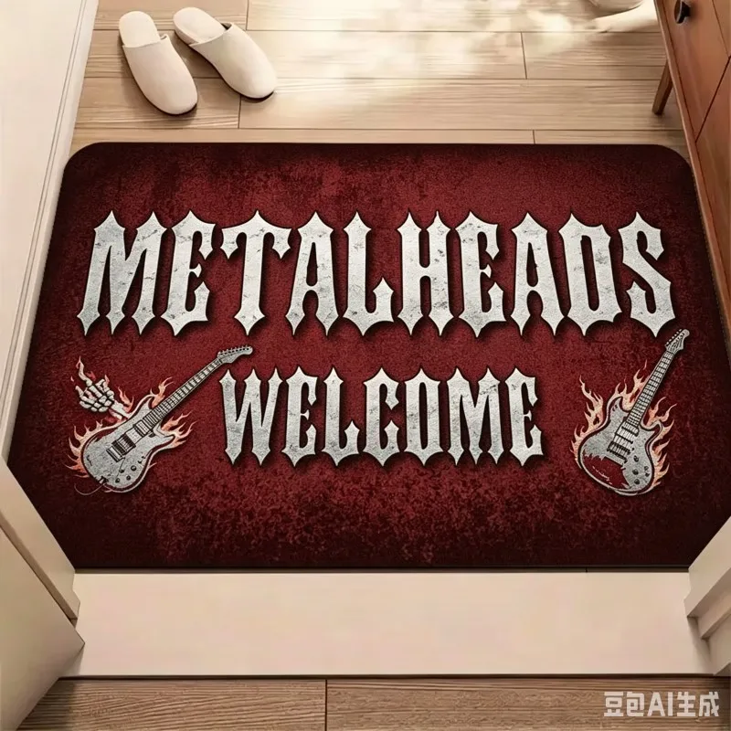 Metalheads Welcome Doormat Heavy Metal Music Fan Gift Rock Roll Entrance Floor Rug Hardcore Punk Band Style Welcome Mat