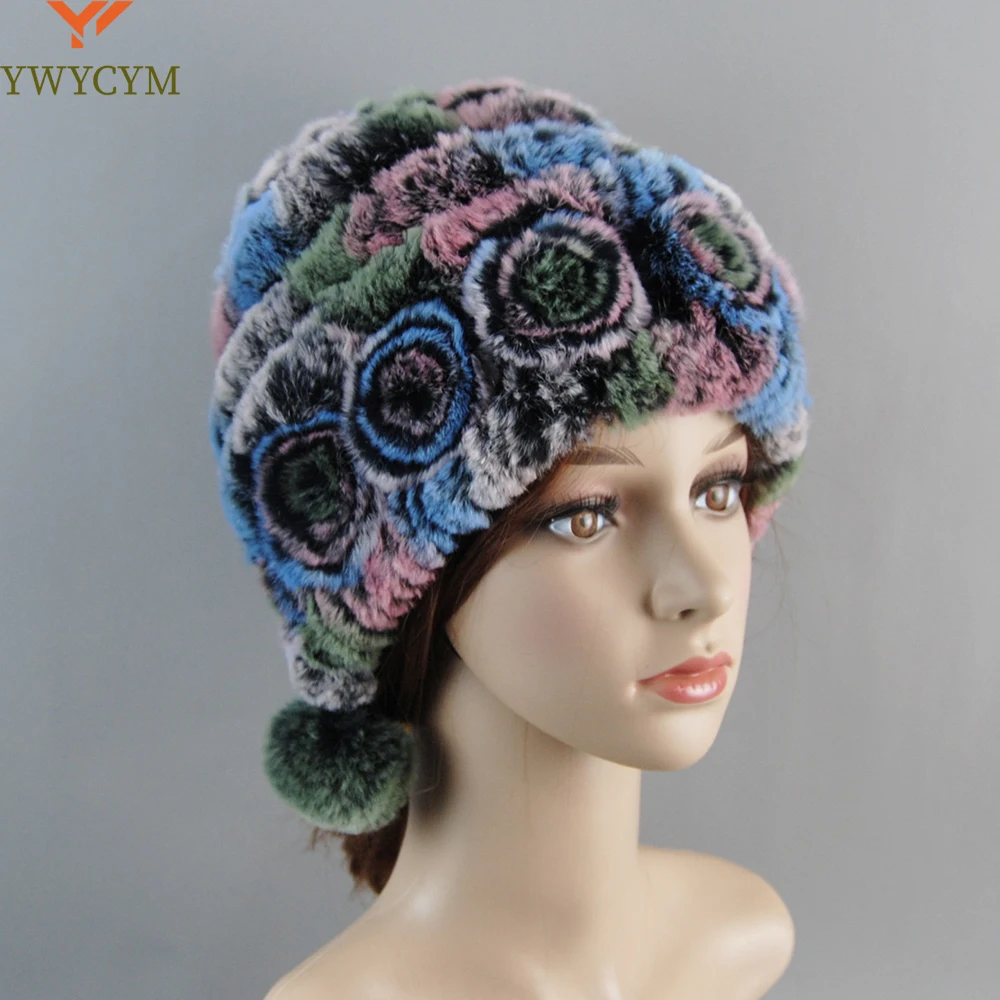 

Russian Natural Soft Knitted Rex Rabbit Fur Hat Women Winter 100% Genuine Rex Rabbit Fur Caps Lady Warm Real Rex Rabbit Fur Hats