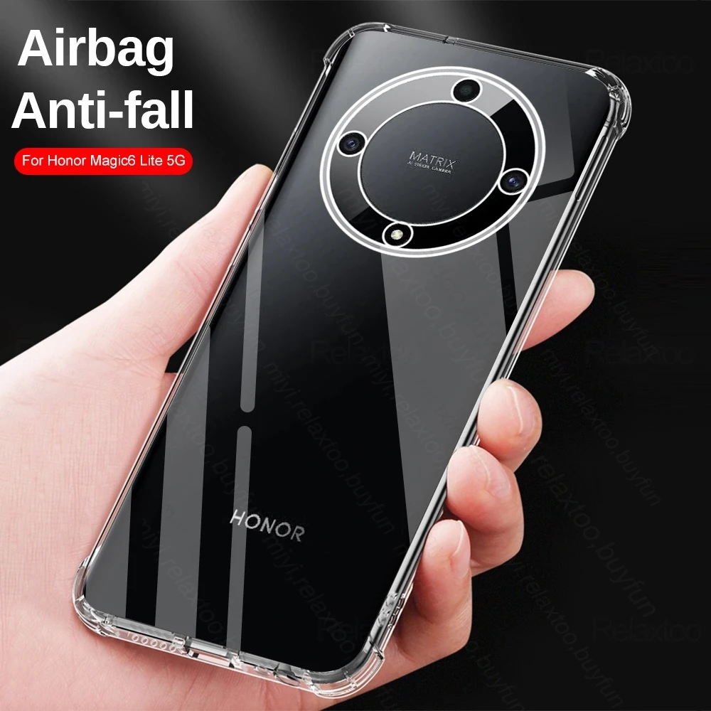 Clear Airbags Shockproof Coque For Honor Magic6 Lite 6Lite Light 5G Case Ultra-Thin TPU Soft Cover Honar Honer Magic 6 Lite 5G