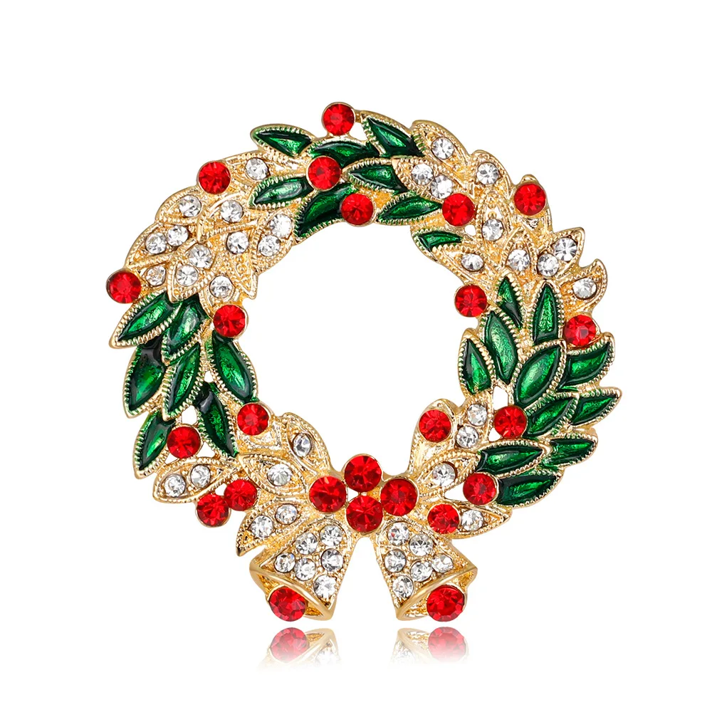 Christmas Bow Wreath Brooch Christmas Limited Edition Flower Wreath Brooch Merry Christmas Xmas Dress Gift Pin Accessory