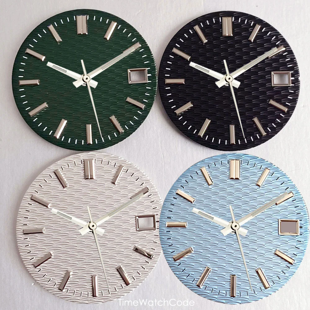 NH35A 29mm Watch Dial Wave Dial fit for NH38 NH36 Automatic Men Watch Replacements White Black Green Blue Metallic Markers