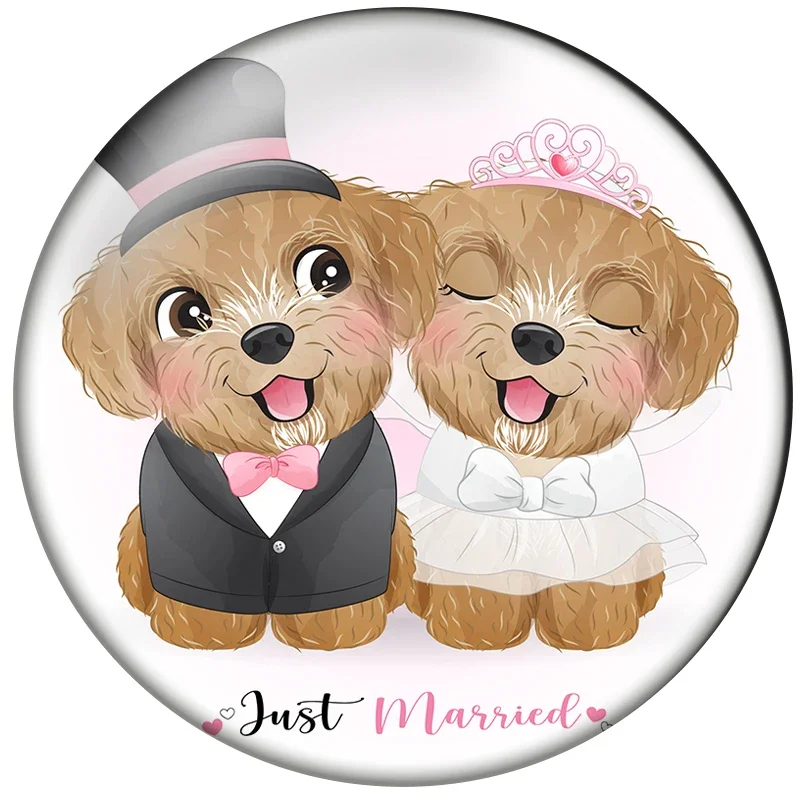 

24pcs Fashion Lovely Animal Wedding Photo Cartoon Dog Penguin Round Photo Glass Cabochon Making Finding H019