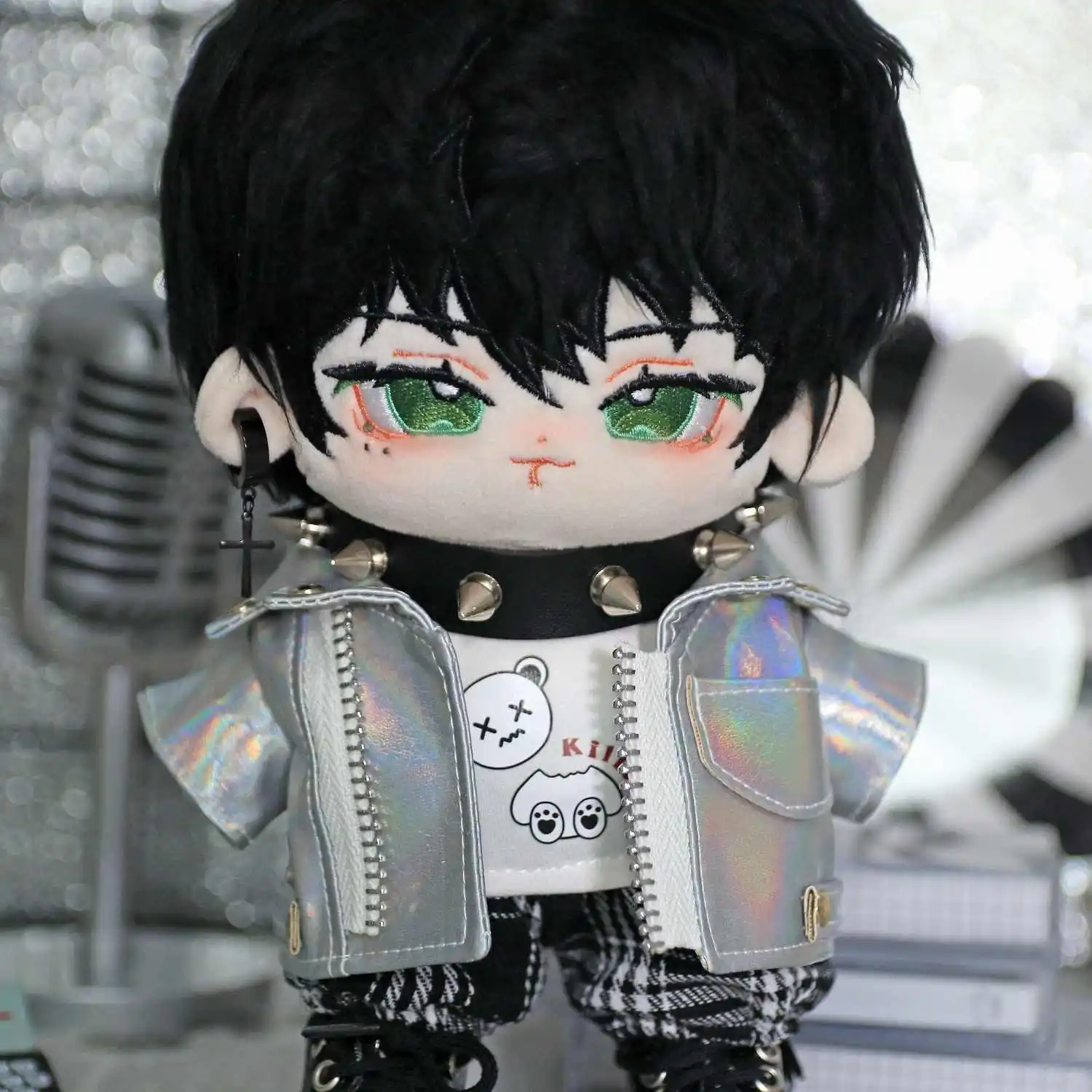 10 cm 15 cm 20 cm 30 cm Puppe Kleidung Schwarz Grau Leder Kleidung Anzug Gefüllte Plüsch Puppe Kleidung Zubehör anime FigureToy