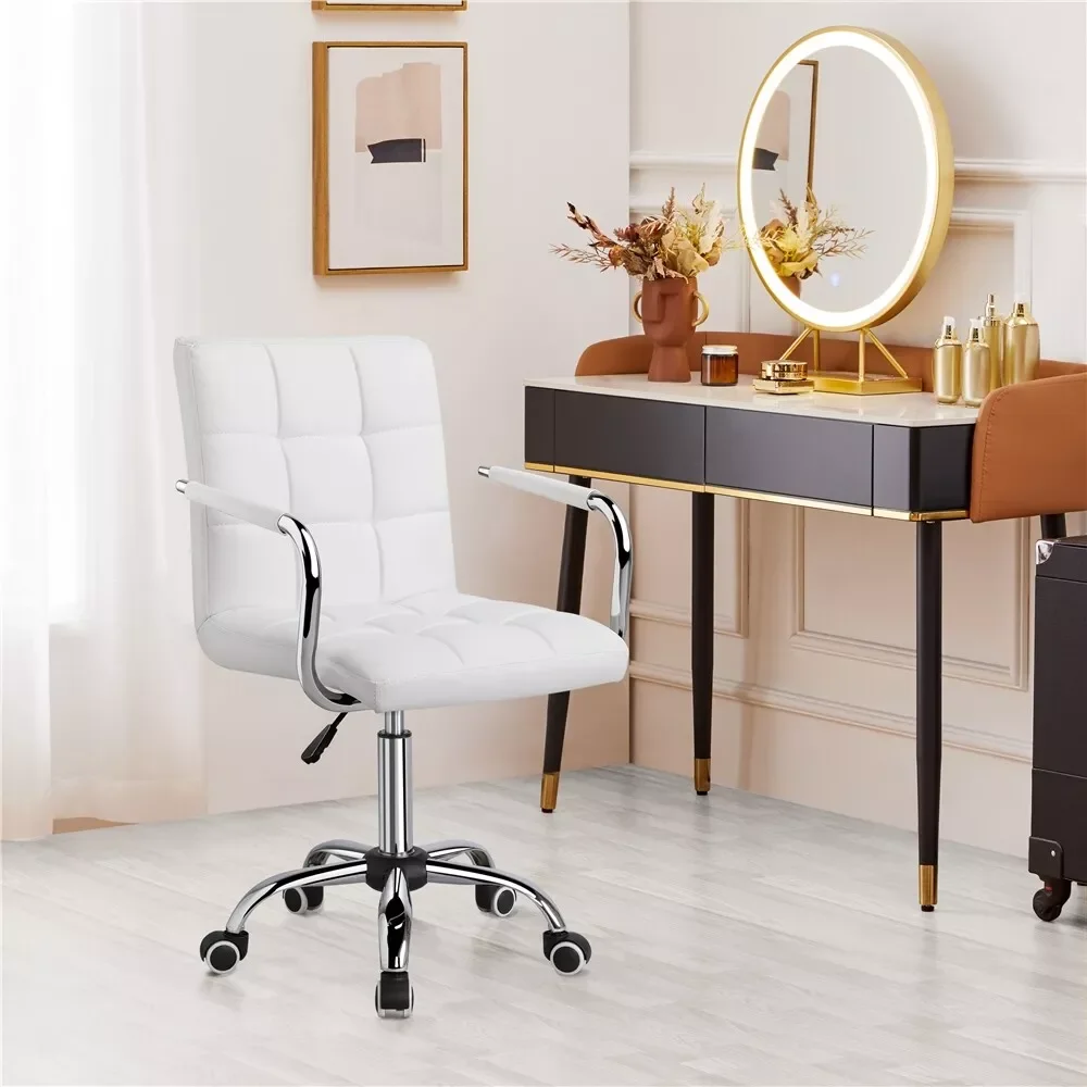 

Office Desk Chair Vanity Chairs Makeup Chair PU Leather Swivel Chair with Wheels